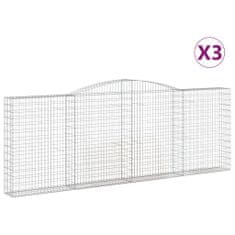 Vidaxl Klenuté gabionové koše 3 ks 400x30x140/160cm pozinkované železo