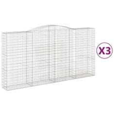 Vidaxl Klenuté gabionové koše 3 ks 400x50x200/220cm pozinkované železo