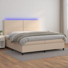 Vidaxl Box spring postel matrace a LED cappuccino 200x200cm umělá kůže