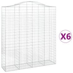 Vidaxl Klenuté gabionové koše 6 ks 200x50x220/240cm pozinkované železo