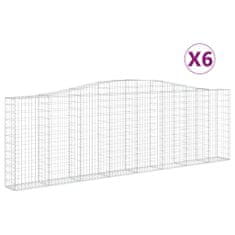 Vidaxl Klenuté gabionové koše 6 ks 400x30x120/140cm pozinkované železo