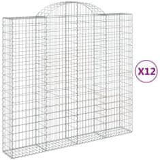 Vidaxl Klenuté gabionové koše 12ks 200x50x180/200cm pozinkované železo