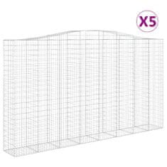 Vidaxl Klenuté gabionové koše 5 ks 400x50x220/240cm pozinkované železo