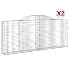 Vidaxl Klenuté gabionové koše 2 ks 300x30x120/140cm pozinkované železo