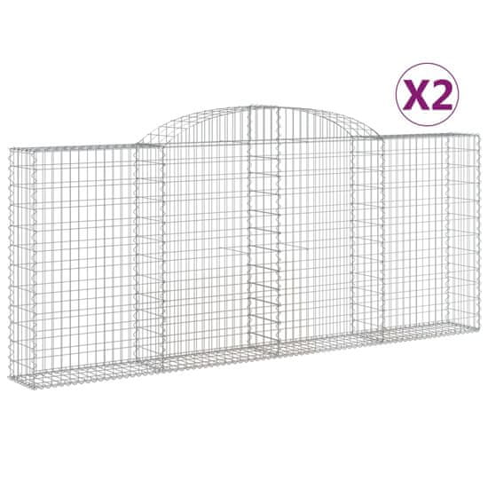 Vidaxl Klenuté gabionové koše 2 ks 300x30x120/140cm pozinkované železo