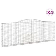 Vidaxl Klenuté gabionové koše 4 ks 400x30x140/160cm pozinkované železo