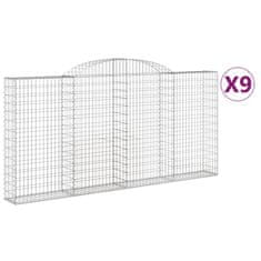 Vidaxl Klenuté gabionové koše 9 ks 300x30x140/160cm pozinkované železo