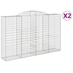 Vidaxl Klenuté gabionové koše 2 ks 300x50x180/200cm pozinkované železo