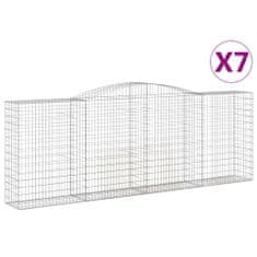 Vidaxl Klenuté gabionové koše 7 ks 400x50x140/160cm pozinkované železo