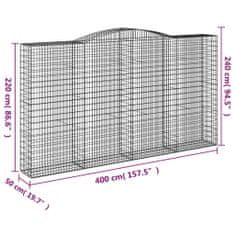 Vidaxl Klenuté gabionové koše 4 ks 400x50x220/240cm pozinkované železo