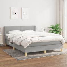 Vidaxl Box spring postel s matrací světle šedá 140 x 200 cm textil