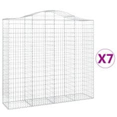 Vidaxl Klenuté gabionové koše 7 ks 200x50x180/200cm pozinkované železo