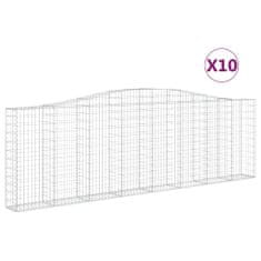 Vidaxl Klenuté gabionové koše 10ks 400x30x120/140cm pozinkované železo