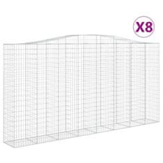 Vidaxl Klenuté gabionové koše 8 ks 400x50x200/220cm pozinkované železo