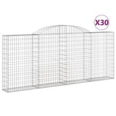 Vidaxl Klenuté gabionové koše 30ks 300x30x120/140cm pozinkované železo