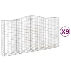 Vidaxl Klenuté gabionové koše 9 ks 400x50x200/220cm pozinkované železo