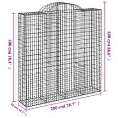 Vidaxl Klenuté gabionové koše 5 ks 200x50x200/220cm pozinkované železo