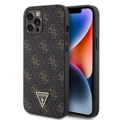 Guess  PU Leather 4G Triangle Metal Logo Zadní Kryt pro iPhone 12 Pro Max Black