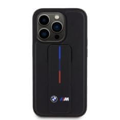 Bmw  &quot;M&quot; Collection PU Grip Stand Tricolor Line Zadní Kryt pro iPhone 15 Pro Black