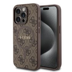 Guess  PU Leather 4G Colored Ring MagSafe Zadní Kryt pro iPhone 15 Pro Brown