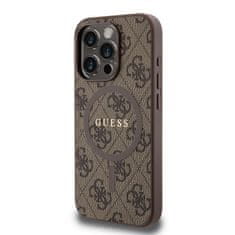 Guess  PU Leather 4G Colored Ring MagSafe Zadní Kryt pro iPhone 15 Pro Brown