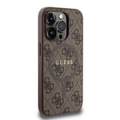 Guess  PU Leather 4G Colored Ring MagSafe Zadní Kryt pro iPhone 15 Pro Brown