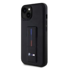 Bmw  &quot;M&quot; Collection PU Grip Stand Tricolor Line Zadní Kryt pro iPhone 15 Black