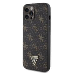 Guess  PU Leather 4G Triangle Metal Logo Zadní Kryt pro iPhone 12 Pro Max Black