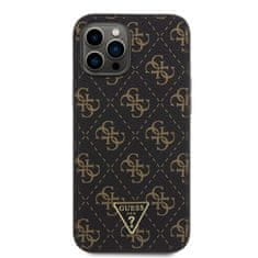 Guess  PU Leather 4G Triangle Metal Logo Zadní Kryt pro iPhone 12 Pro Max Black