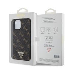 Guess  PU Leather 4G Triangle Metal Logo Zadní Kryt pro iPhone 12 Pro Max Black