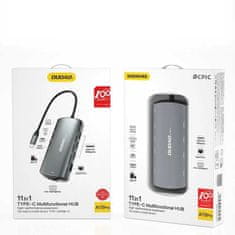 DUDAO Dudao 11v1 multifunkční HUB USB-C - USB-C 60 W HDMI 3,5 mm mini jack Čtečka SD karet VGA RJ45 3xUSB 3.2