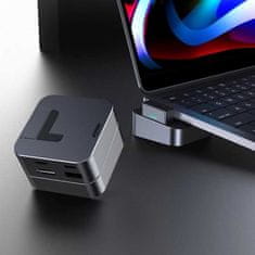 Joyroom Joyroom stojan multifunkční HUB USB typu C - USB 3.0 / RJ45 / HDMI / USB typu C / Thunderbolt pro MacBook Pro šedý (S-H121 Gray)