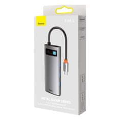 BASEUS Baseus Metal Gleam Series multifunkční USB HUB 5v1 USB Type C PD 100W HDMI šedý (WKWG020013)