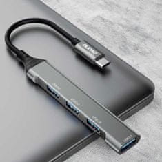 DUDAO Dudao HUB 4v1 USB-C - 4x USB-A (3 x USB2.0 / USB3.0) 6,3 cm černý (A16T)