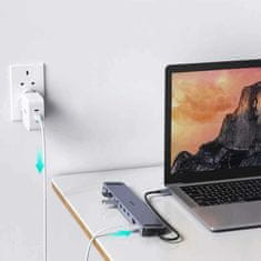 Choetech Adaptér dokovací stanice Choetech USB-C 11v1 100W PD šedý (HUB-M20)