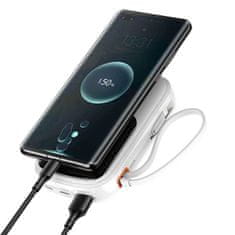 BASEUS Powerbanka Baseus Qpow Digital Display s rychlým nabíjením 10000mAh 22,5W QC/PD/SCP/FCP s integrovaným kabelem USB-C bílá