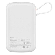 BASEUS Powerbanka Baseus Qpow Digital Display s rychlým nabíjením 10000mAh 22,5W QC/PD/SCP/FCP s integrovaným kabelem USB-C bílá