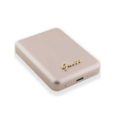 Guess Indukční powerbanka Guess MagSafe Metal Script Logo 5W 3000mAh Gold