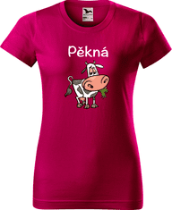 Hobbytriko Dámské tričko s krávou - Pěkná kráva Barva: Fuchsia red (49), Velikost: 2XL