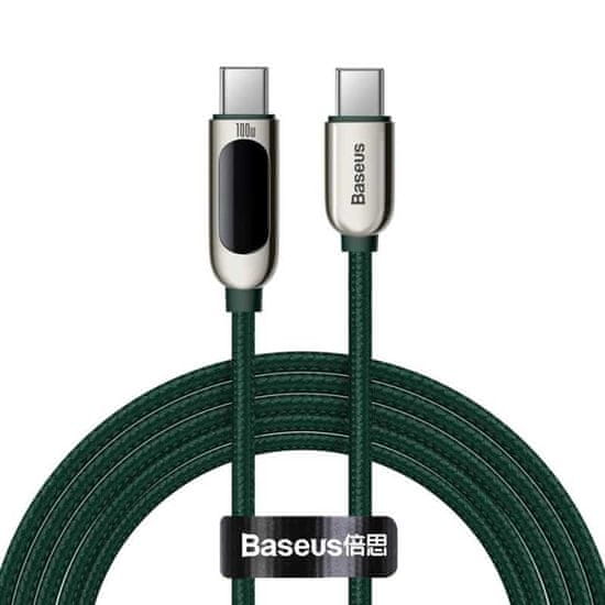 BASEUS Baseus USB Type C - USB Type C 100W (20V / 5A) Power Delivery kabel s měřičem spotřeby na displeji 2m zelený (CATSK-C06)