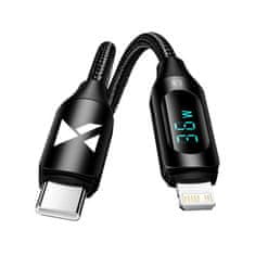 WOZINSKY Kabel USB-C - Lightning Wozinsky WUCLC1 s LED displejem 36W 1m - černý