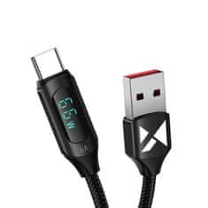 WOZINSKY Kabel USB A - USB C Wozinsky WUACC1 s displejem 66W 6A 1m - černý