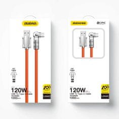 DUDAO Úhlový kabel USB - USB C 120W otočný o 180° Dudao 120W 1m - oranžový