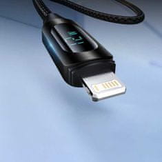 WOZINSKY Kabel USB-A - Lightning Wozinsky WUALC2 s LED displejem 2,4A 2m - černý