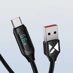 WOZINSKY Kabel USB A - USB C Wozinsky WUACC1 s displejem 66W 6A 1m - černý