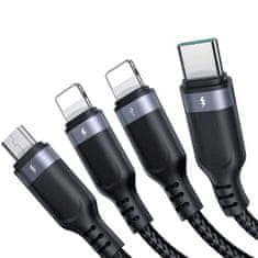 Joyroom USB 4v1 USB-A - USB-C / 2 x Lightning / Micro nabíjecí a datový kabel 1,2 m Joyroom S-1T4018A18 - černý