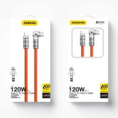 DUDAO Úhlový kabel USB C - USB C 120W 1m otočný o 180° Dudao - oranžový