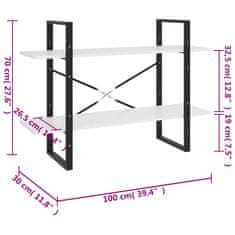 Vidaxl Knihovna se 2 policemi bílá 100 x 30 x 70 cm kompozitní dřevo