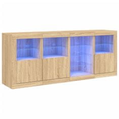 Vidaxl Příborník s LED osvětlením dub sonoma 164 x 37 x 67 cm