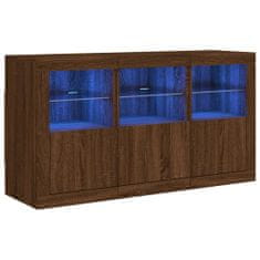 Vidaxl Příborník s LED osvětlením hnědý dub 123 x 37 x 67 cm